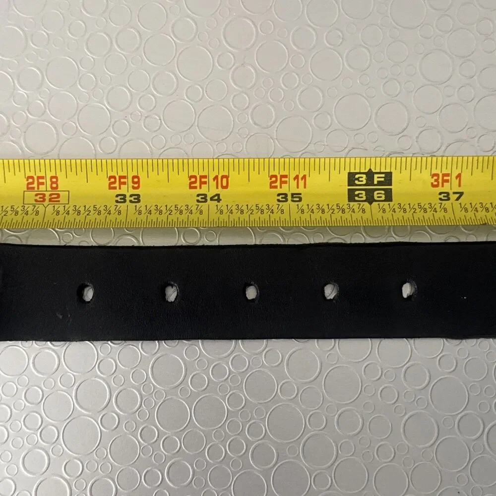 Vintage Woven Leather Belt 34 Black Interlocking Link Basket Weave Brass Unisex